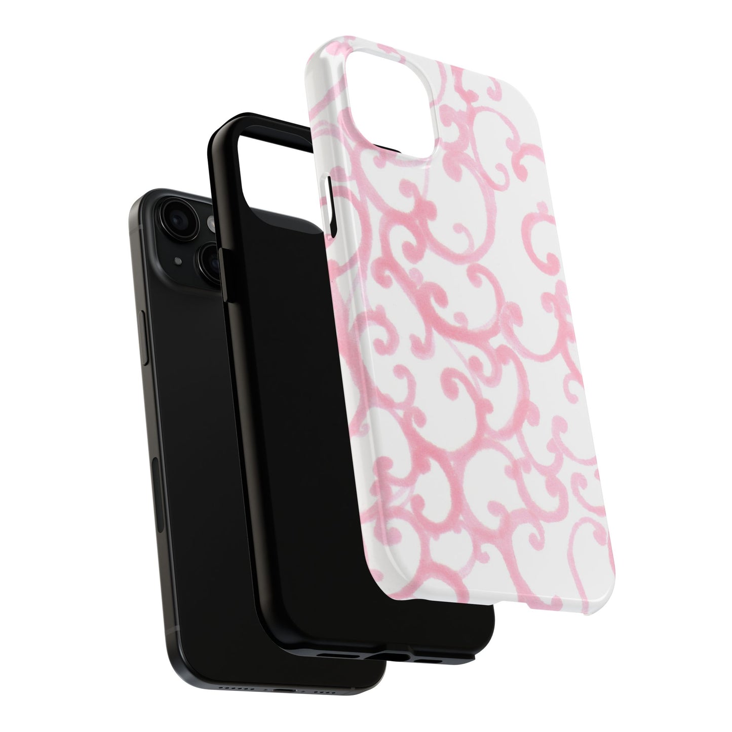 Scrollie White / Pink Phone Case