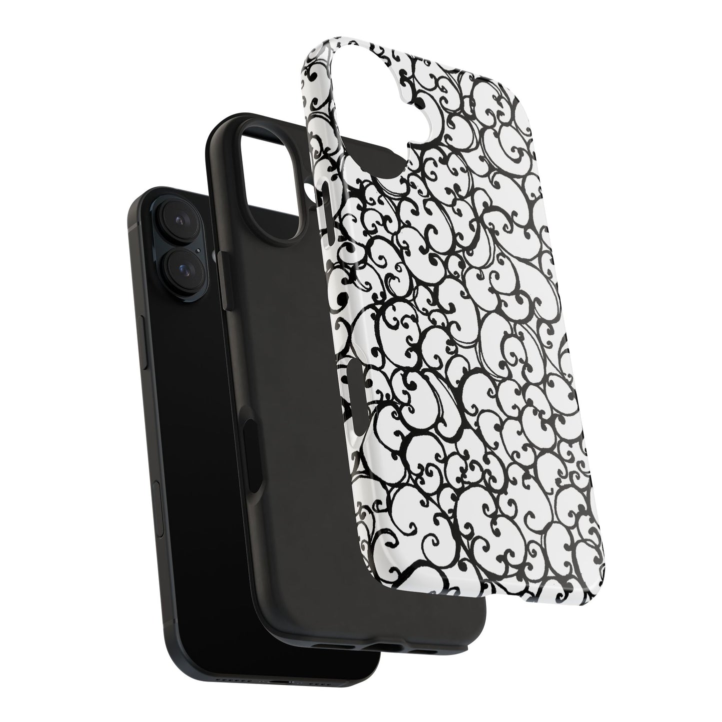 Scrollie White / Black Phone Case
