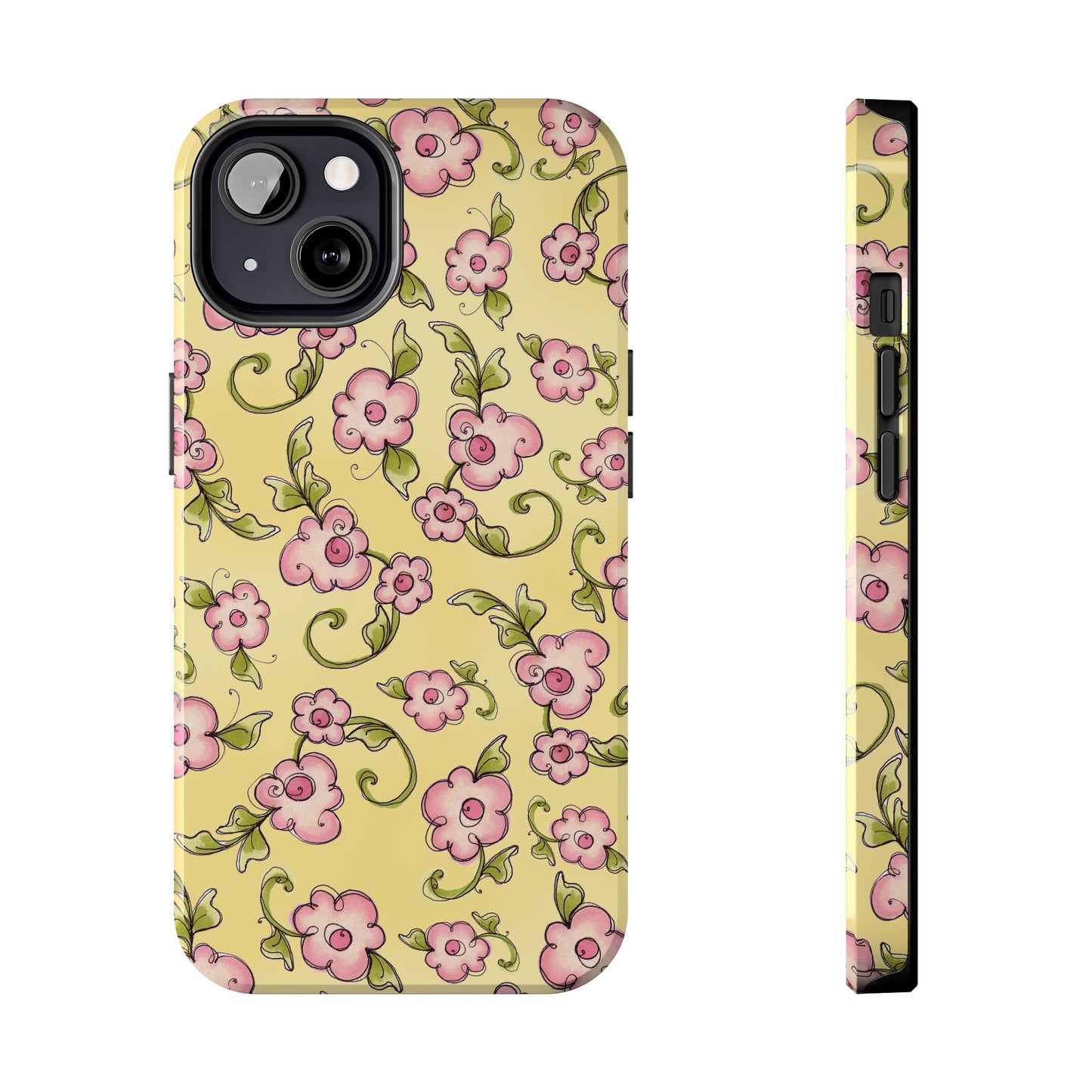 Scroll Daisies Yellow / Peach Phone Case
