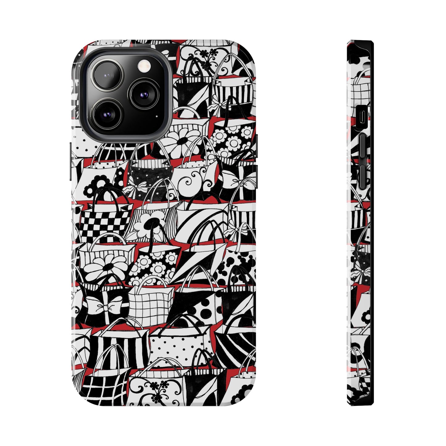 Totally Black, White & Red Phone Case