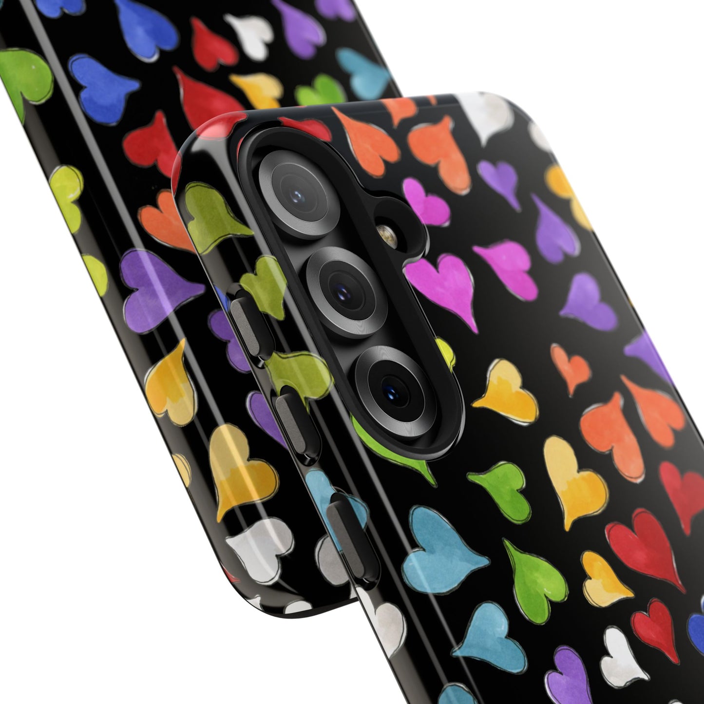 Happy Hearts Black Phone Case