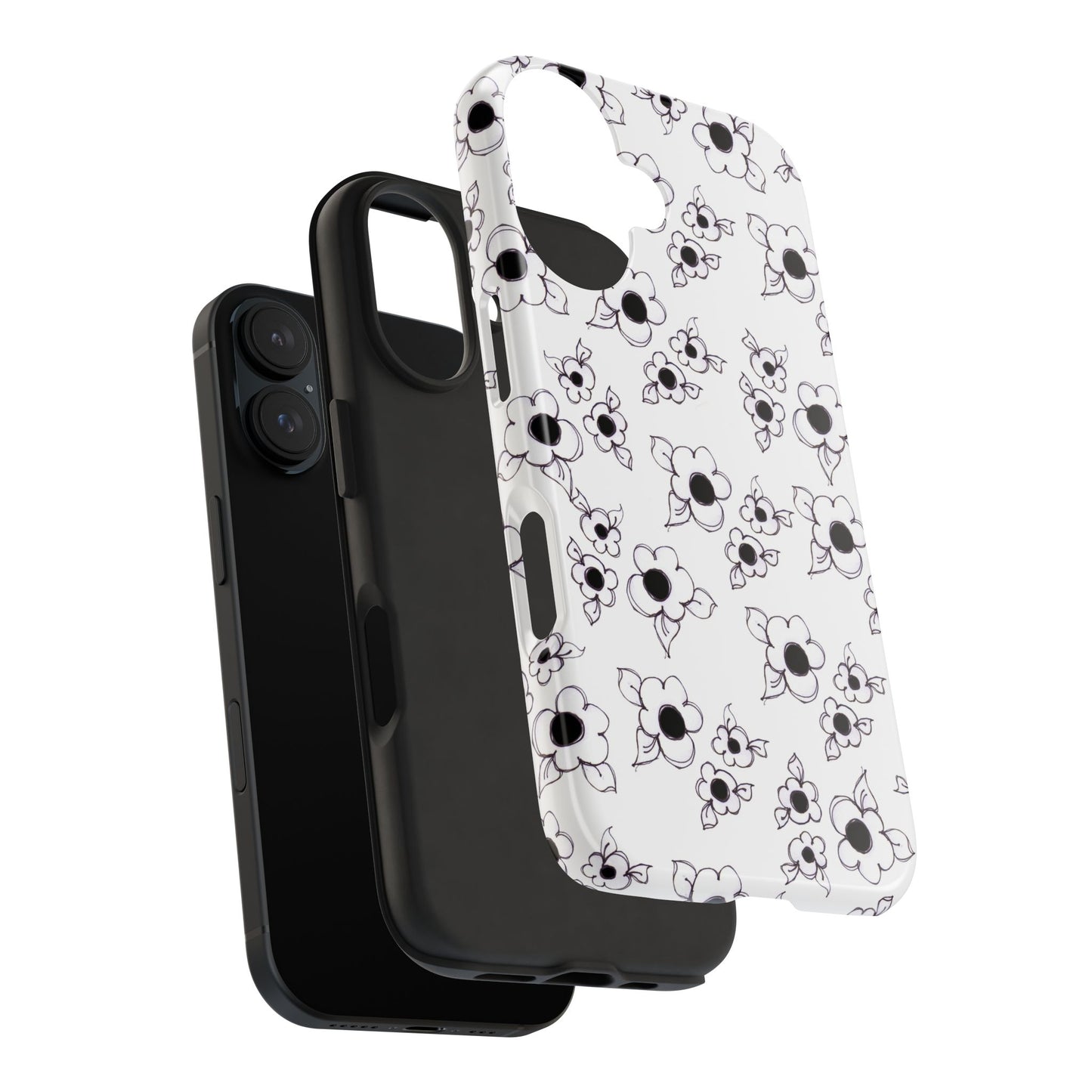 Daisy Cluster White / Black Phone Case
