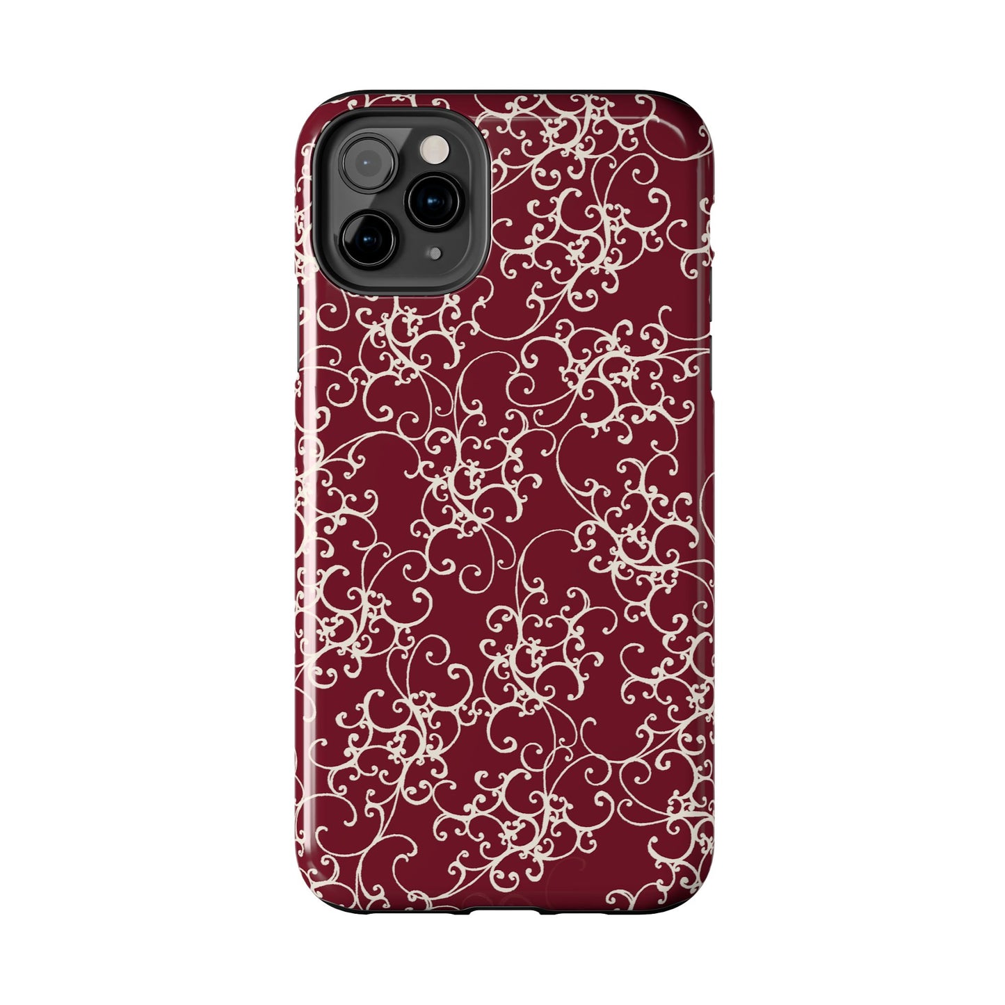 Elegant Scroll Red / Ivory Phone Case