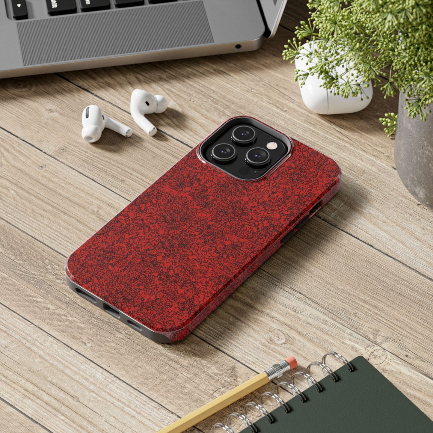 Scribble Red / Black Phone Case