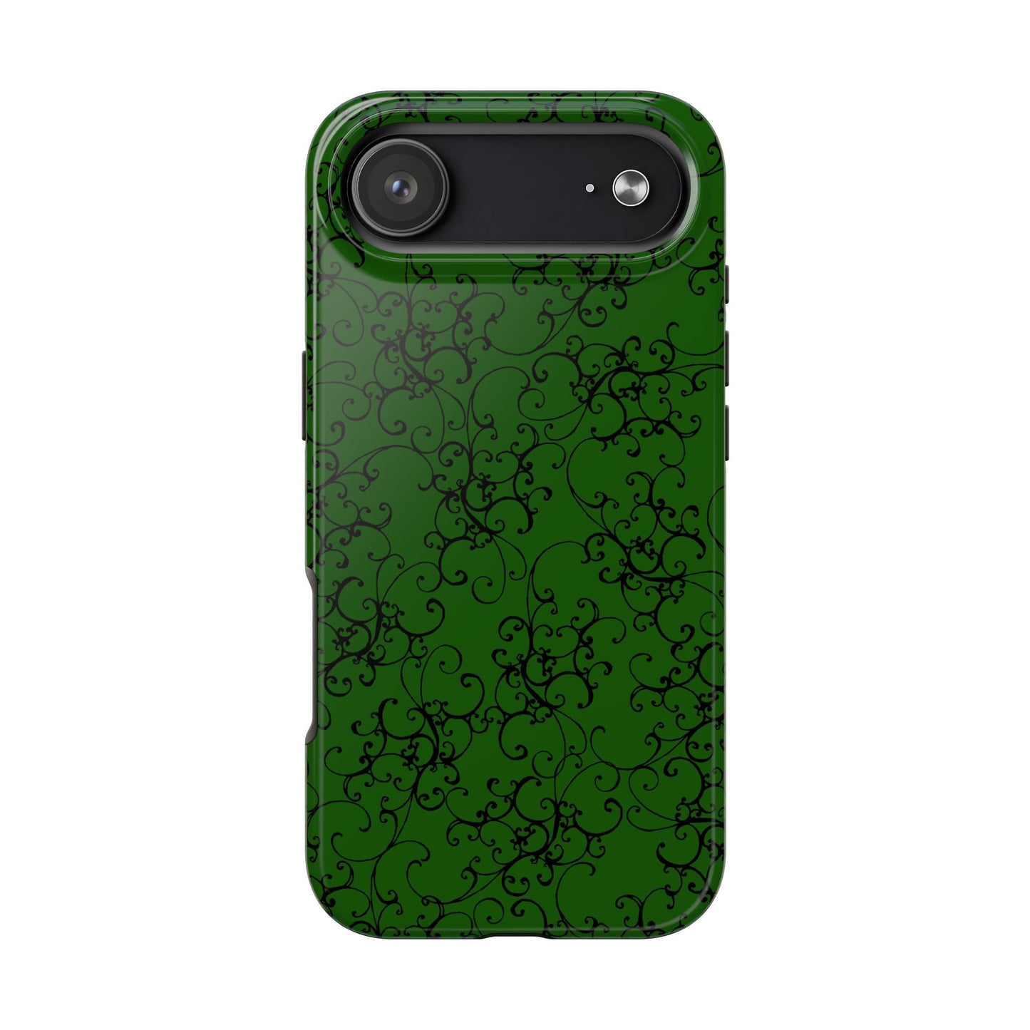 Elegant Scroll Dark Green / Black Phone Case