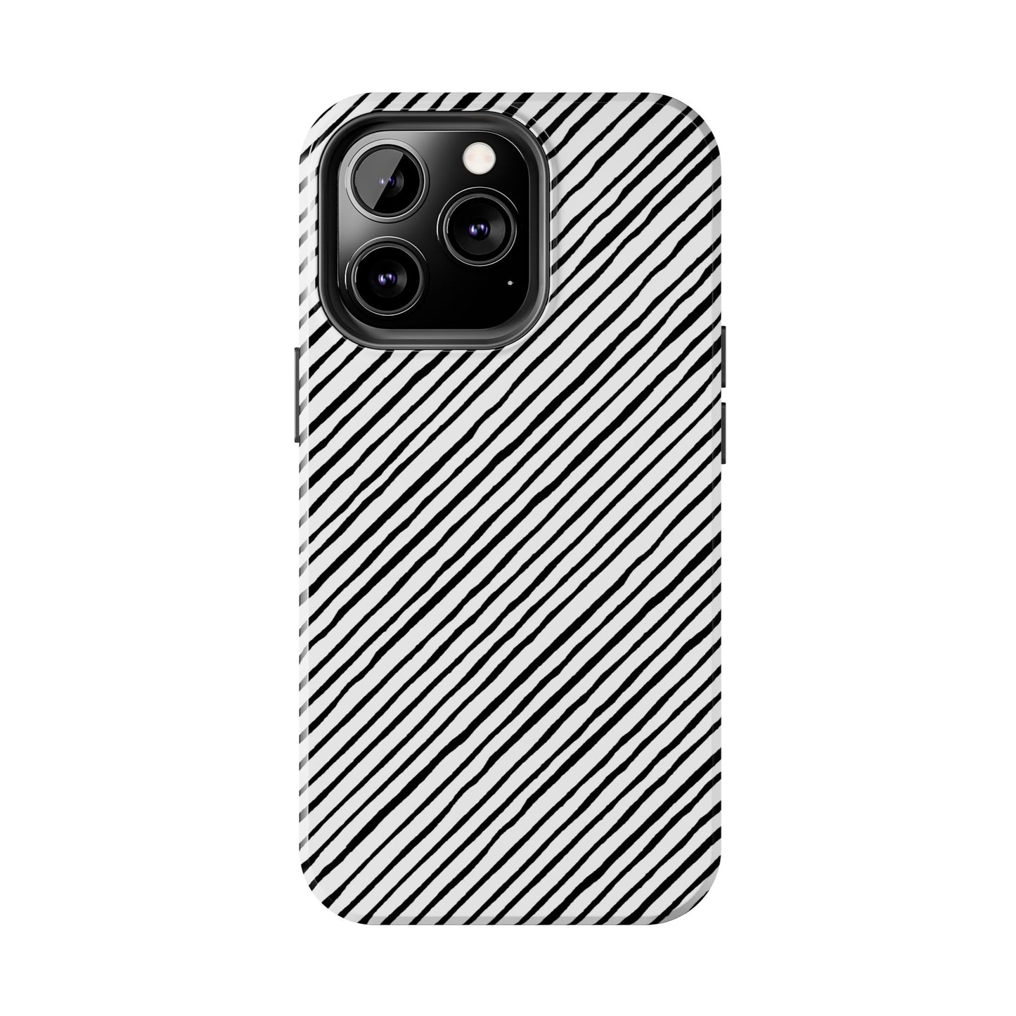 Quirky Bias Stripe White / Black Phone Case