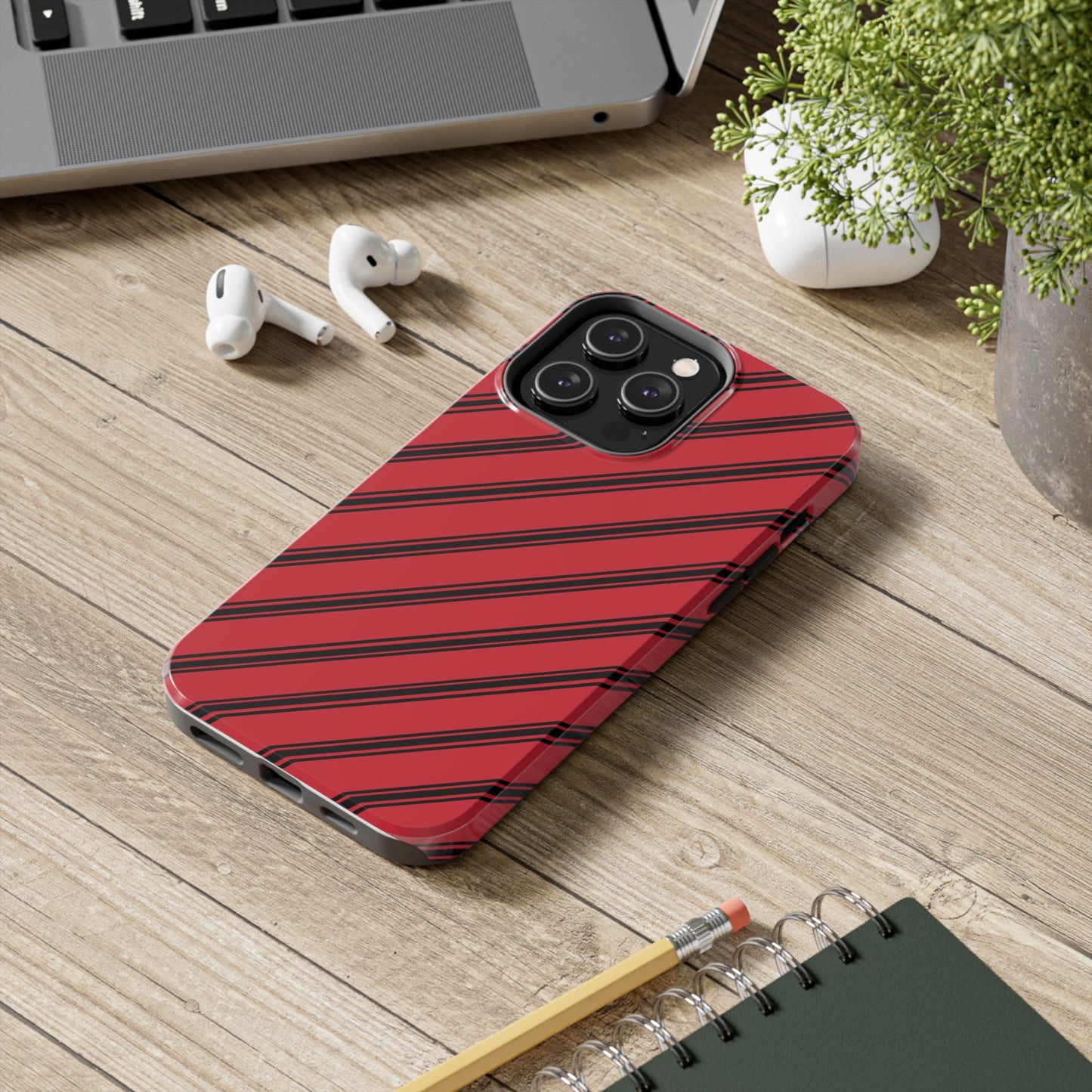 Awning Stripe Red / Black Phone Case