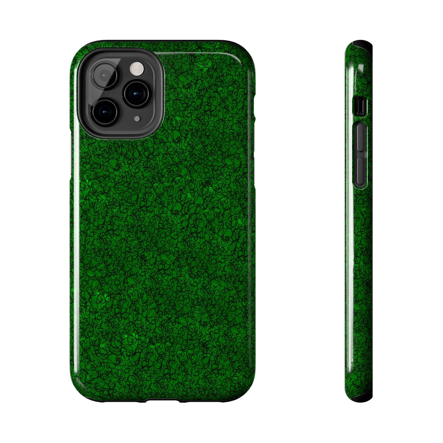 Scribble Green / Black Phone Case
