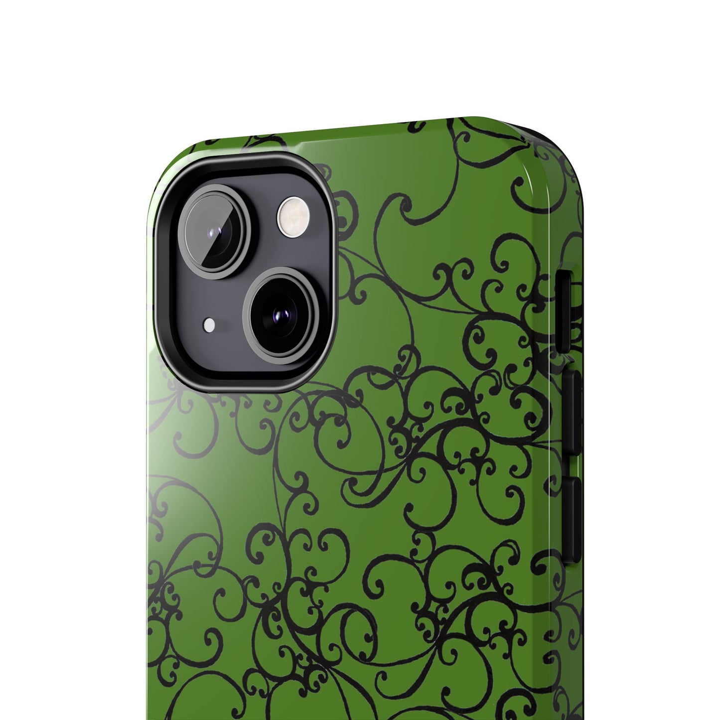 Elegant Scroll Green / Black Phone Case