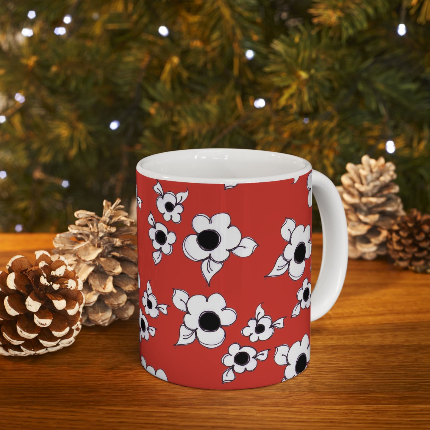 Daisy Cluster Red / White Cup