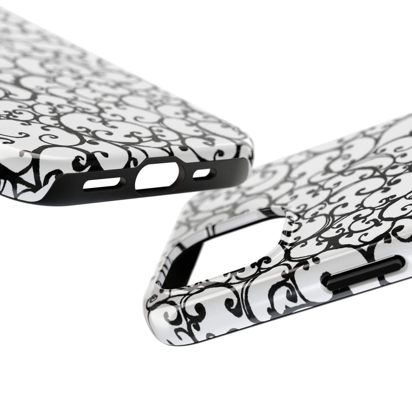 Scrollie White / Black Phone Case