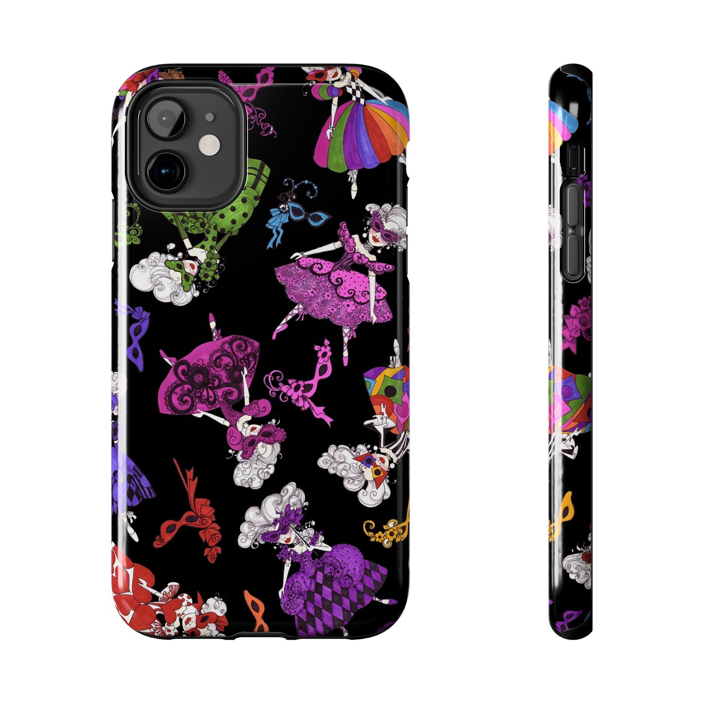 Tossed Masquerade Ladies Black Phone Case
