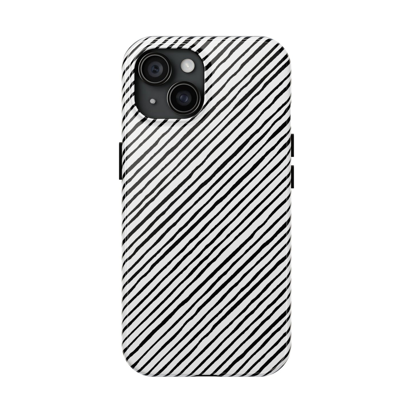 Quirky Bias Stripe White / Black Phone Case