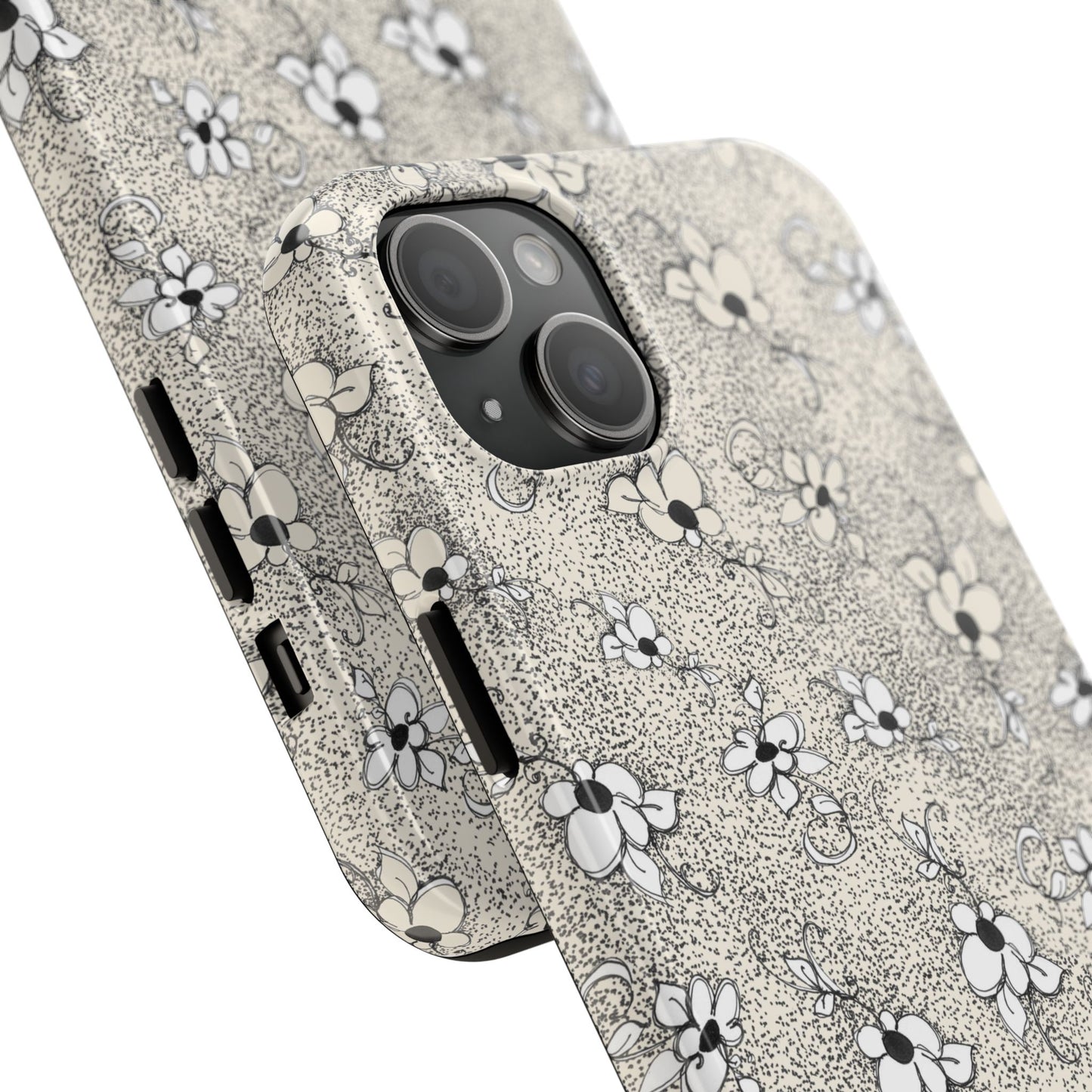 Daisy Flecks Ivory / Black Phone Case