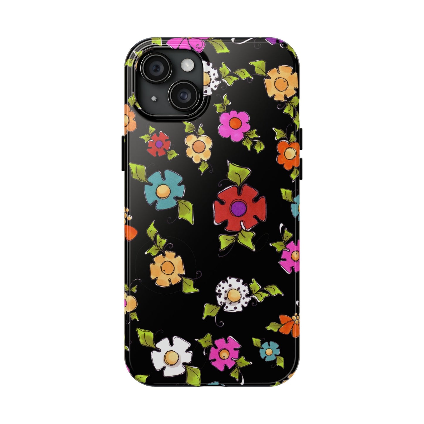 Dog Blooms Black Phone Case