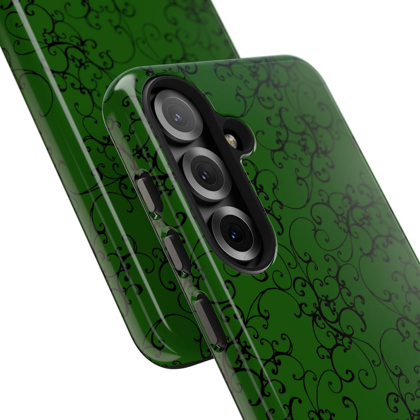 Elegant Scroll Dark Green / Black Phone Case