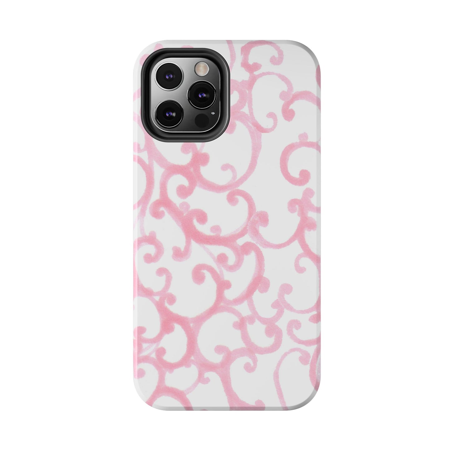 Scrollie White / Pink Phone Case