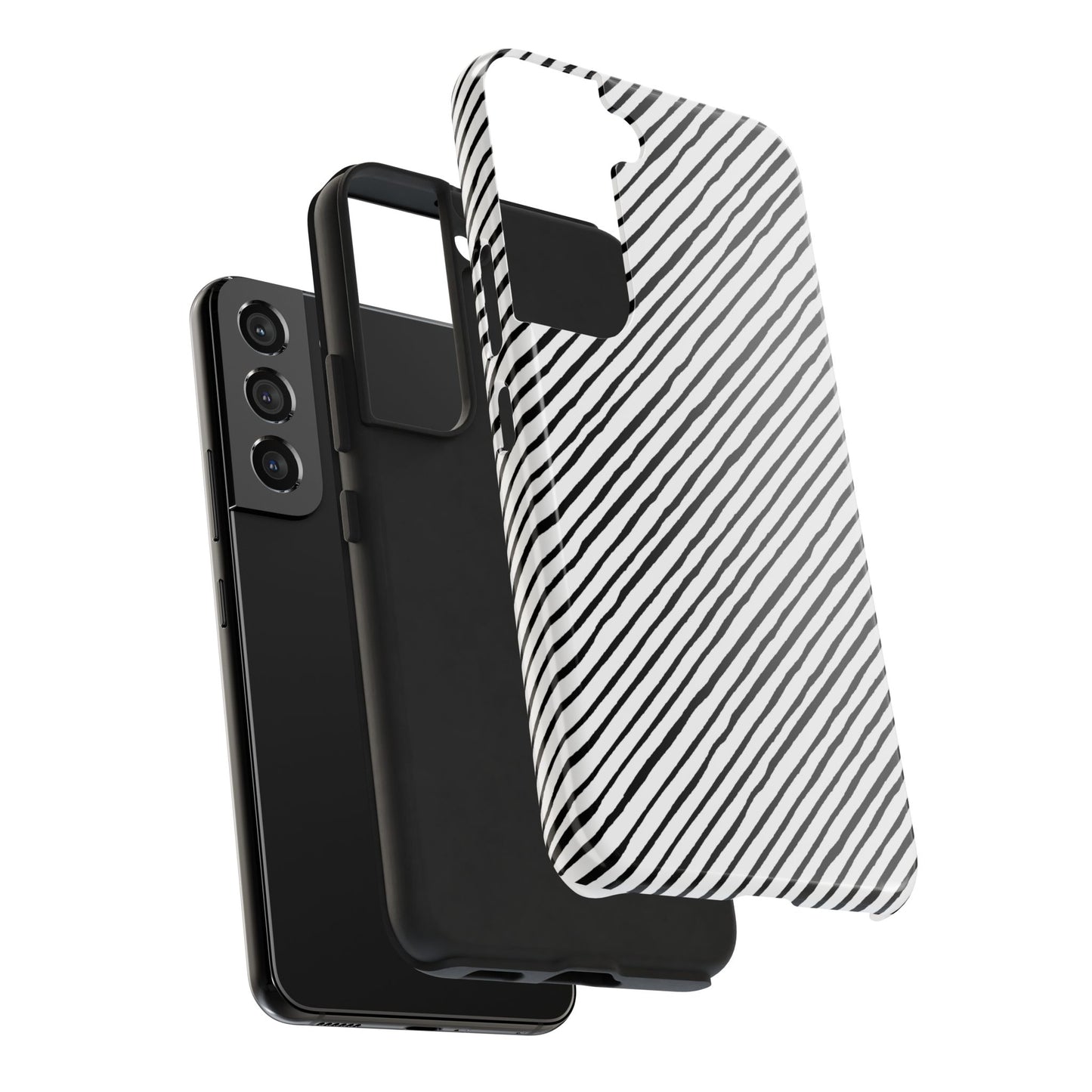 Quirky Bias Stripe White / Black Phone Case
