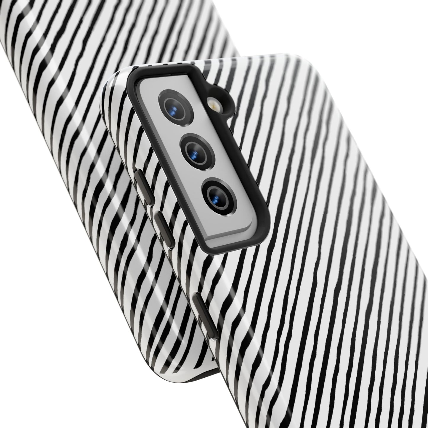 Quirky Bias Stripe White / Black Phone Case