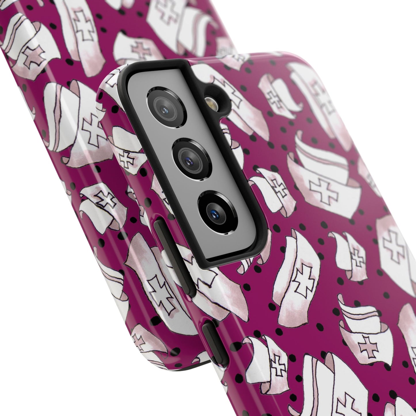 Med Hats Burgundy / Black Phone Case