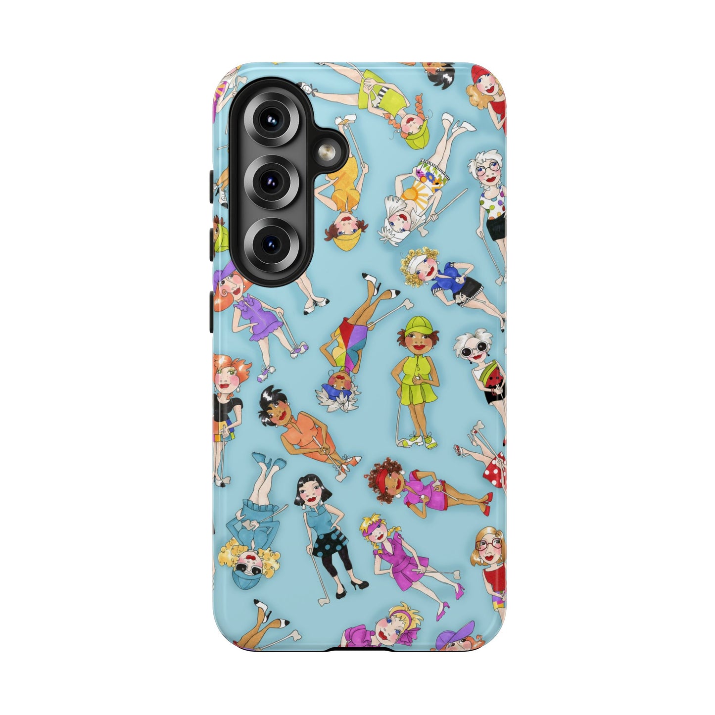 Tossed Golfer Girls Turquoise Phone Case