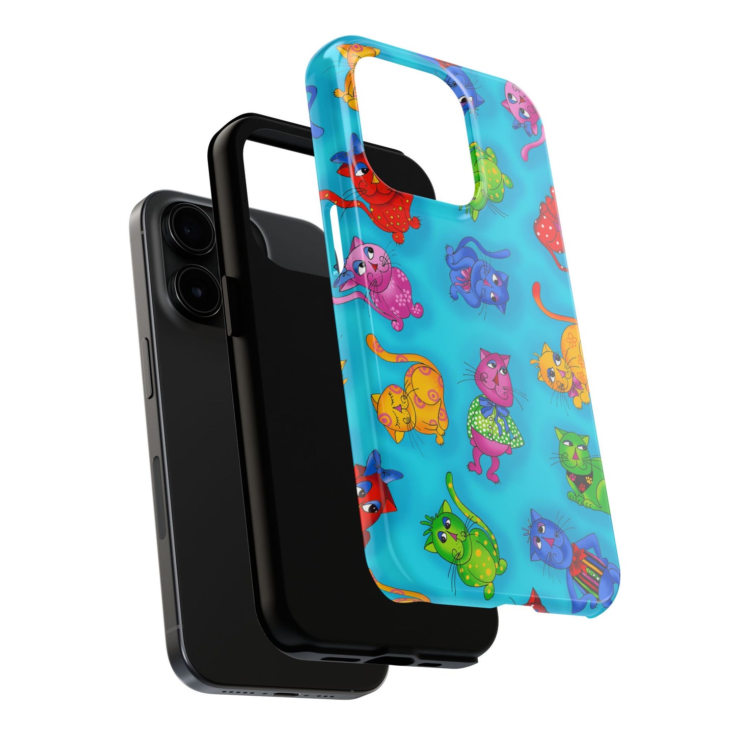 Tossed Cool Cats Turquoise Phone Case