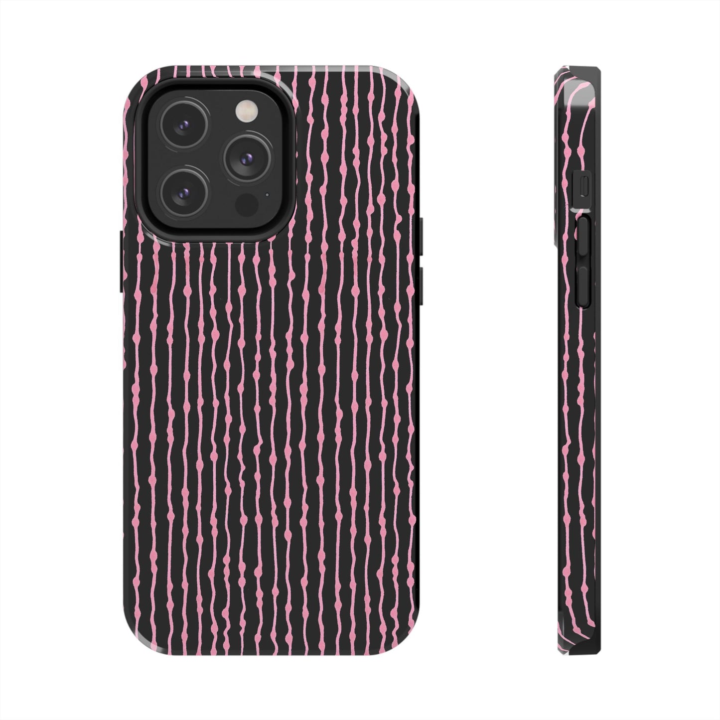 Faux Seersucker Black / Pink Phone Case