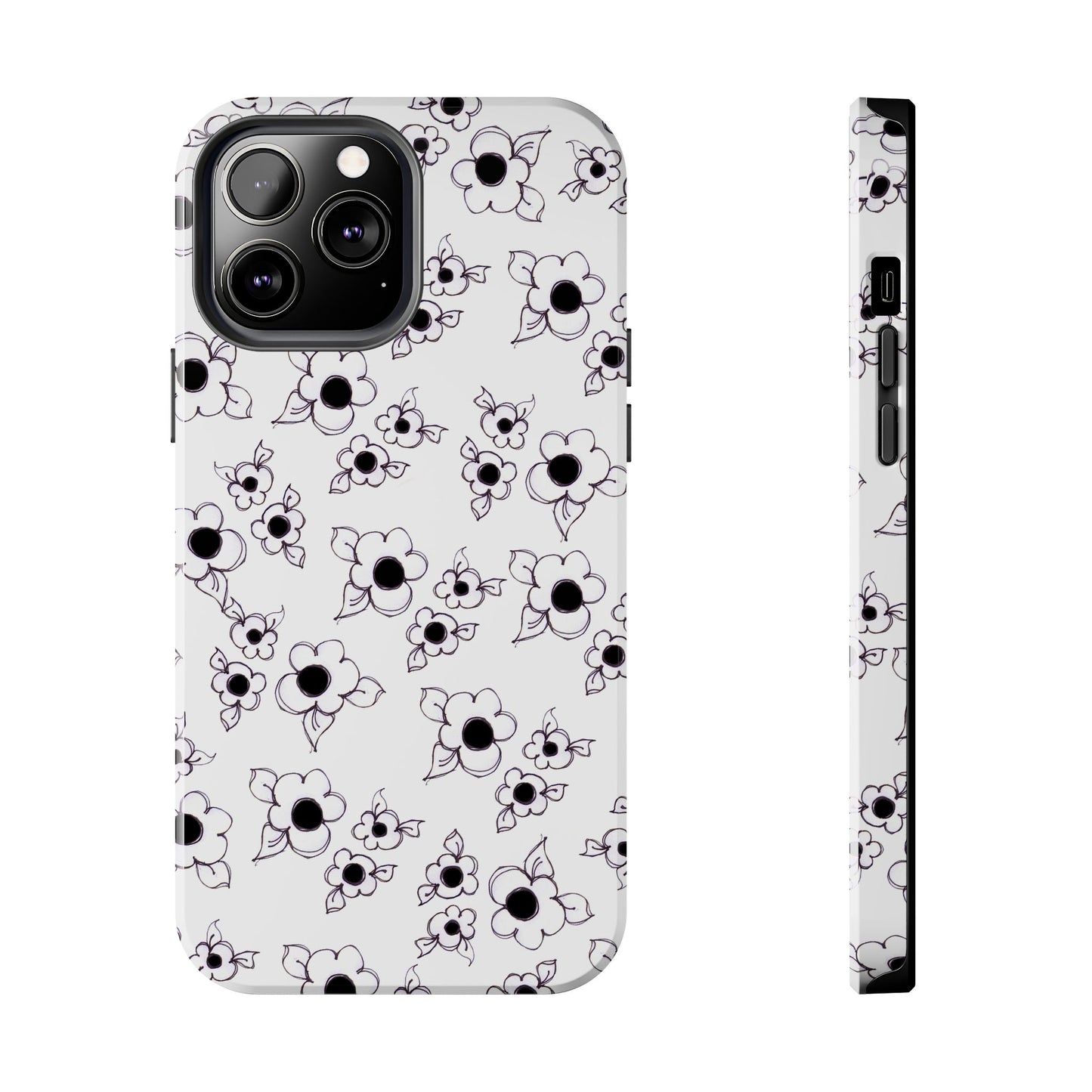 Daisy Cluster White / Black Phone Case