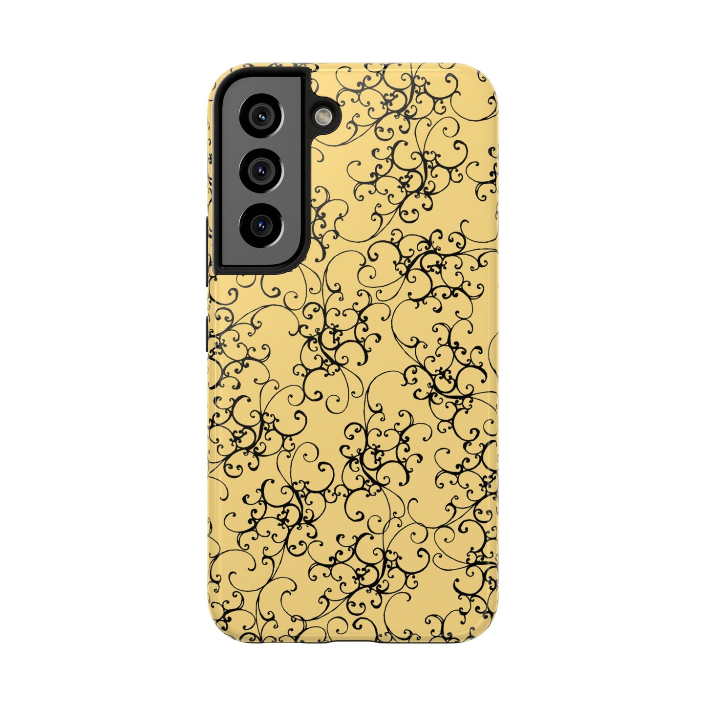 Elegant Scroll Yellow / Black Phone Case