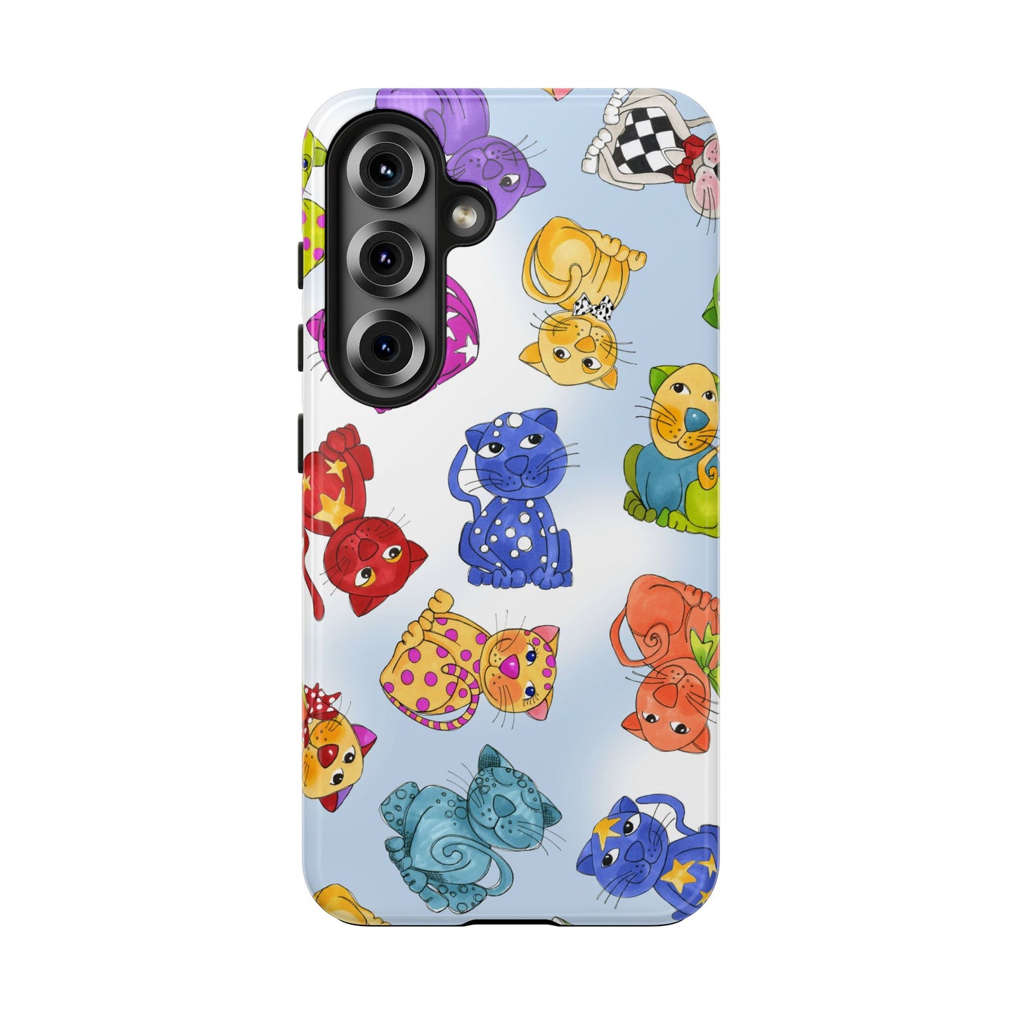 Tossed Happy Cats Blue Sky Phone Case