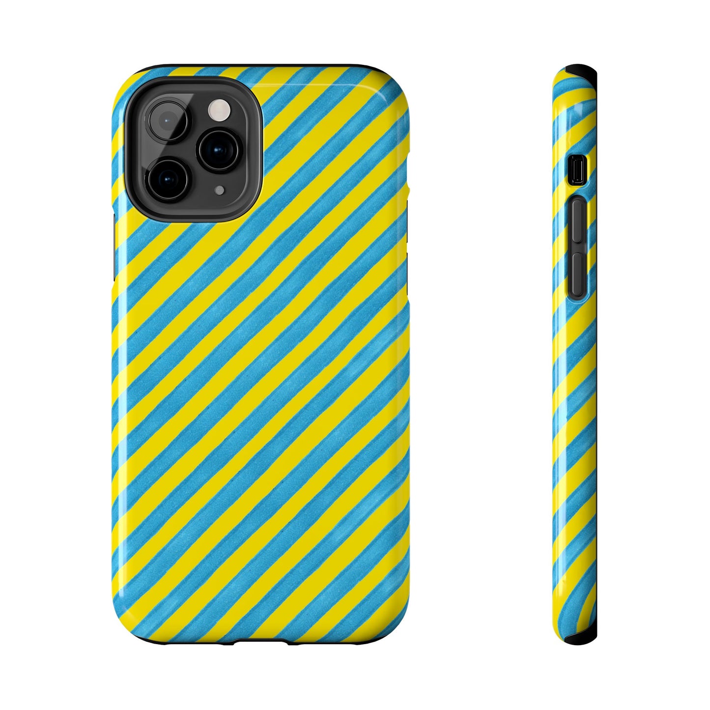 Bias Stripe Turquoise / Yellow Phone Case