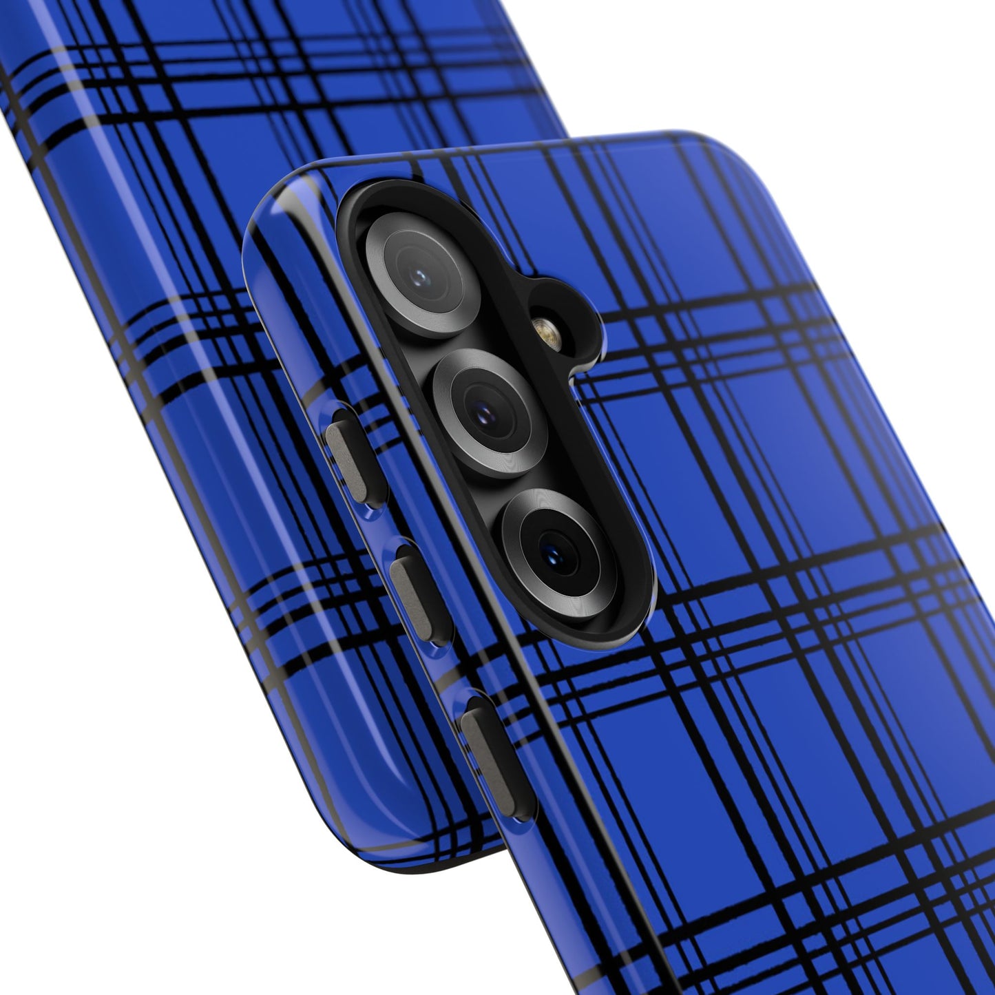 Glad Plaid Blue / Black Phone Case