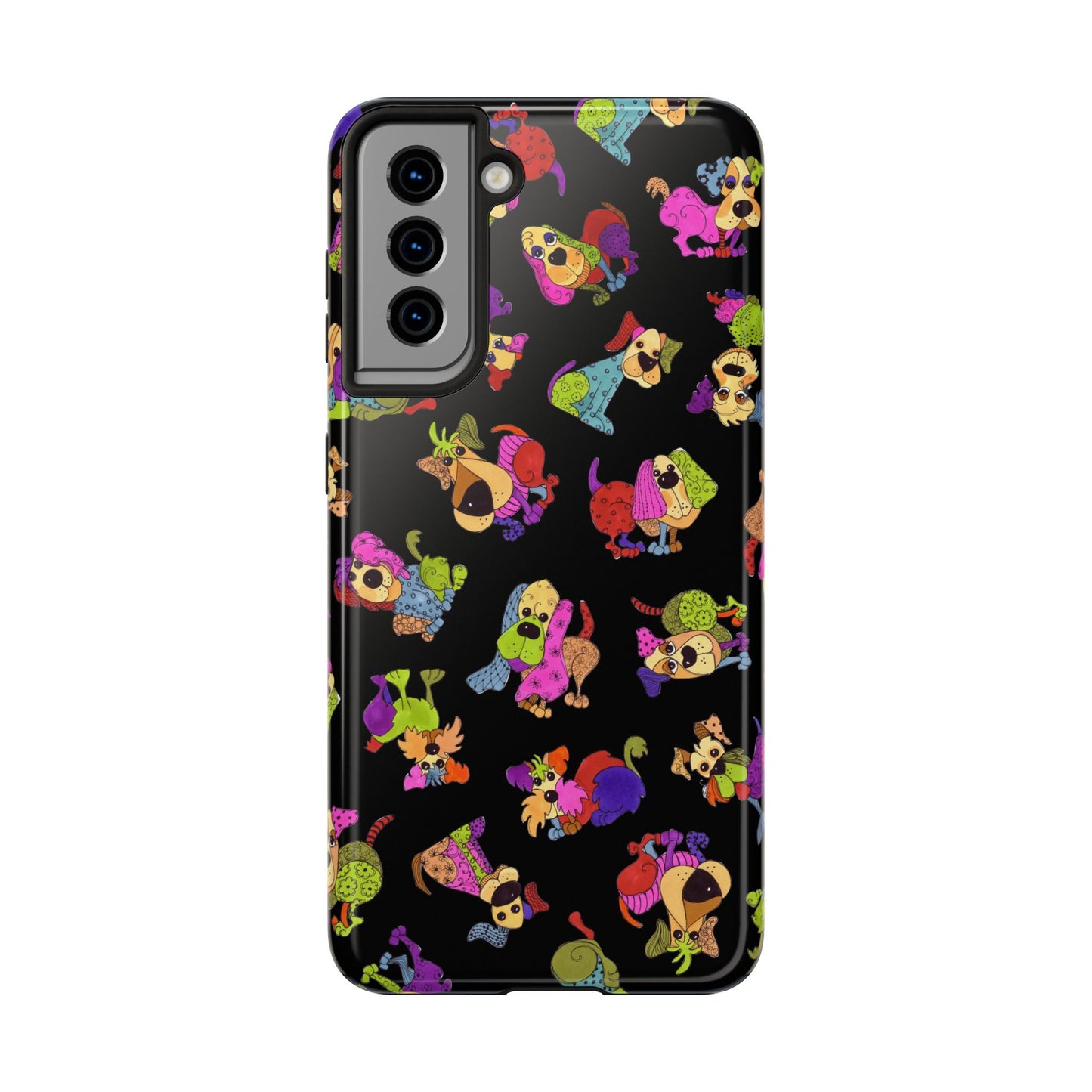 Tossed Happy Dogs Black Phone Case