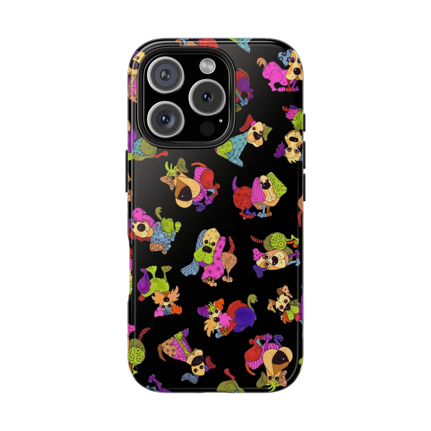 Tossed Happy Dogs Black Phone Case