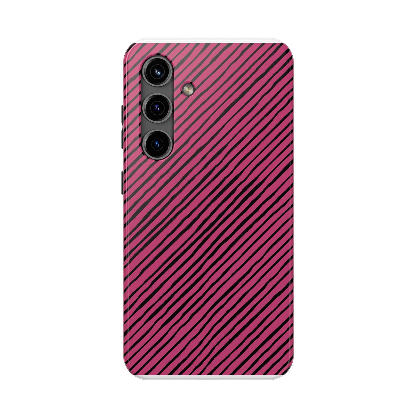 Quirky Bias Stripe Magenta / Black Phone Case