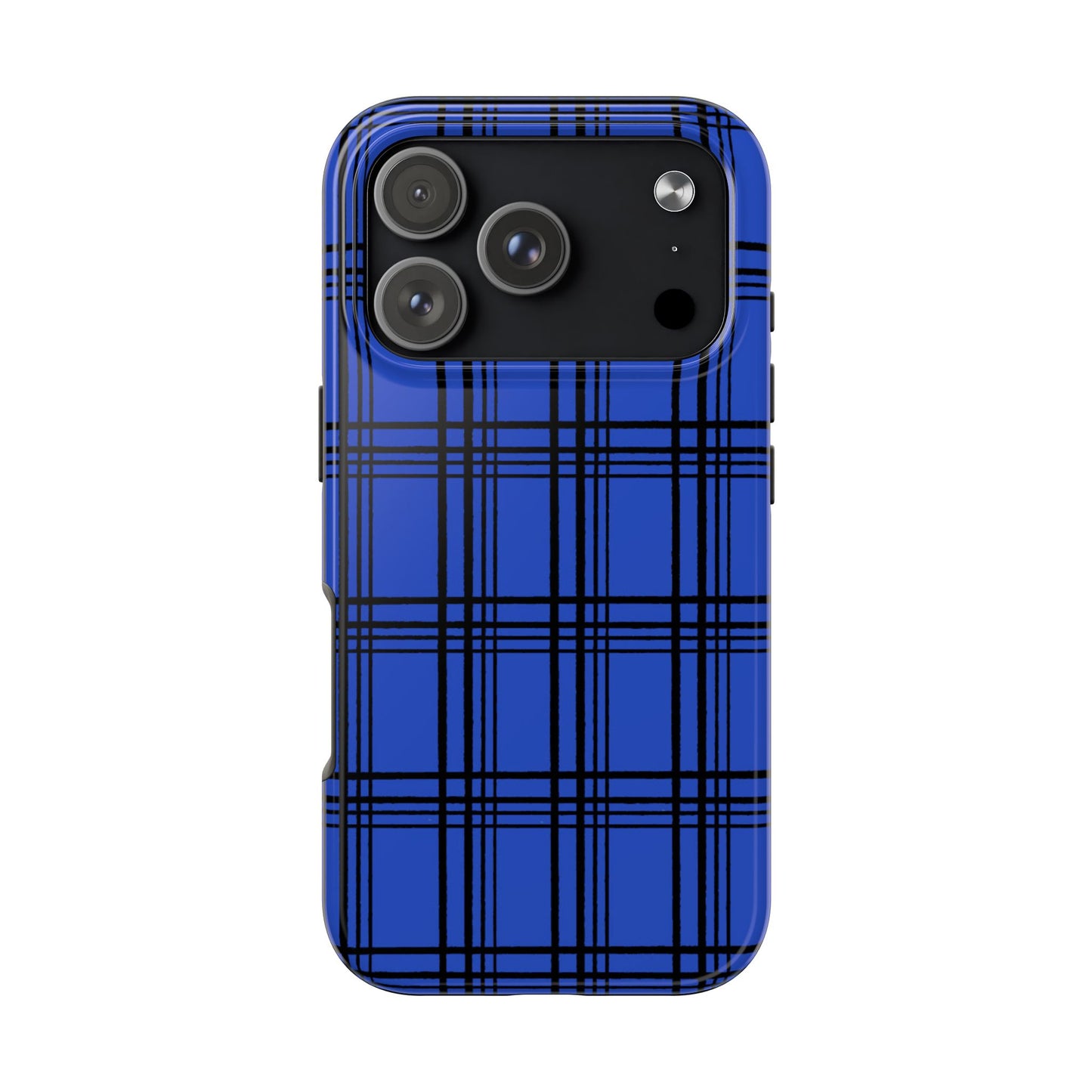 Glad Plaid Blue / Black Phone Case