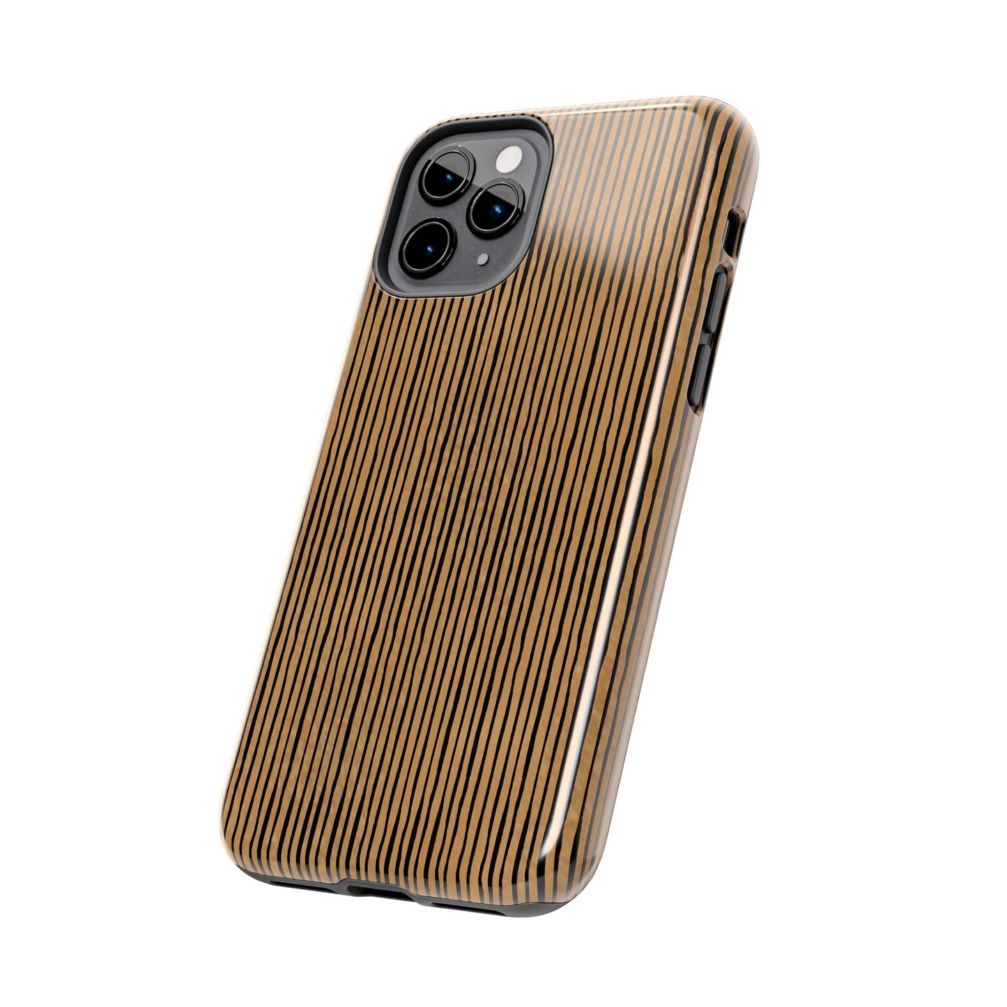 Quirky Pin Stripe Tan / Black Phone Case