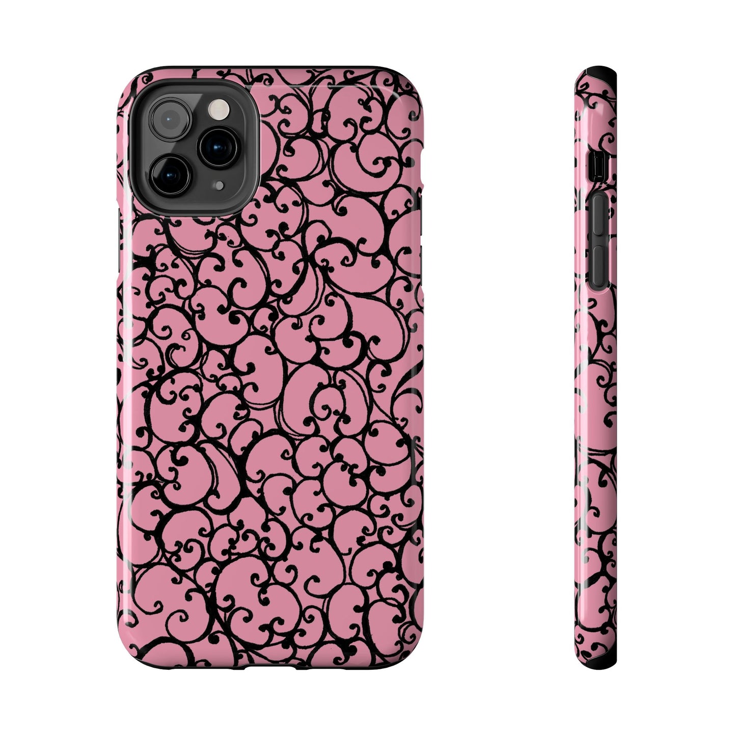 Scrollie Pink / Black Phone Case