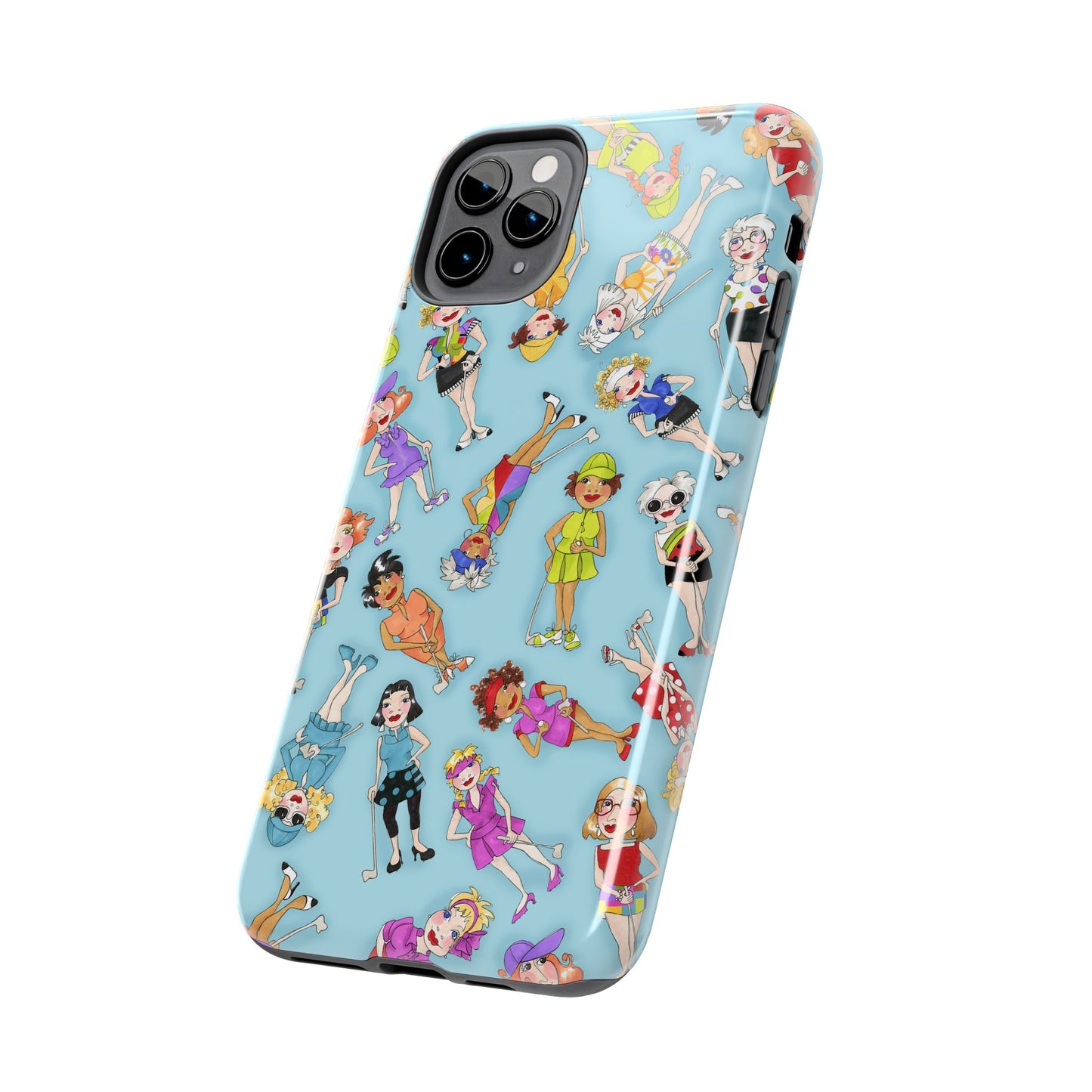 Tossed Golfer Girls Turquoise Phone Case
