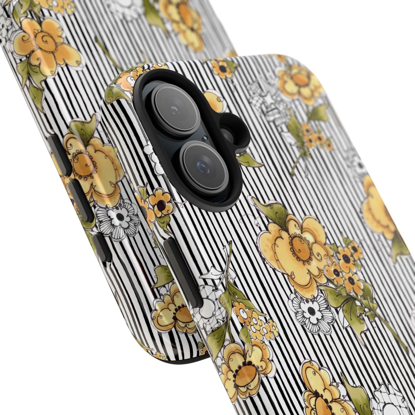 Bee Floral White / Black Phone Case