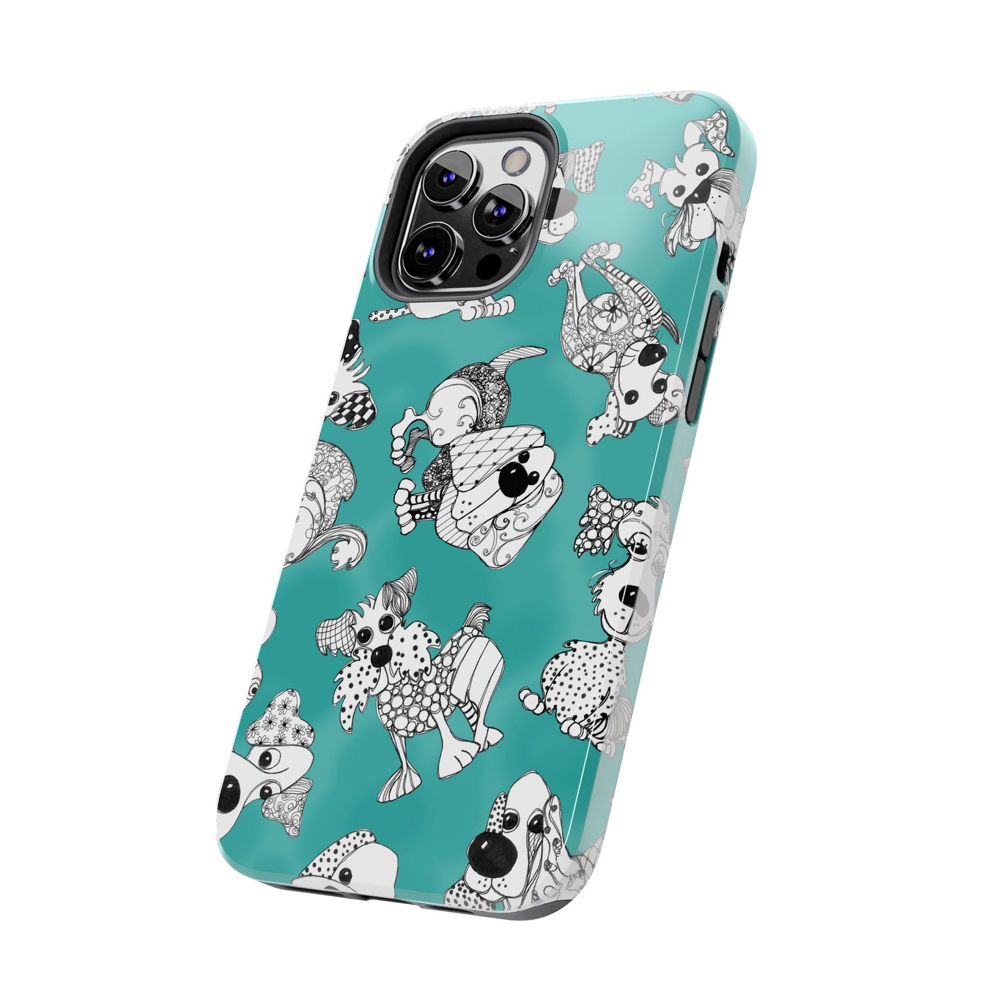 Doodle Dogs Turquoise Phone Case