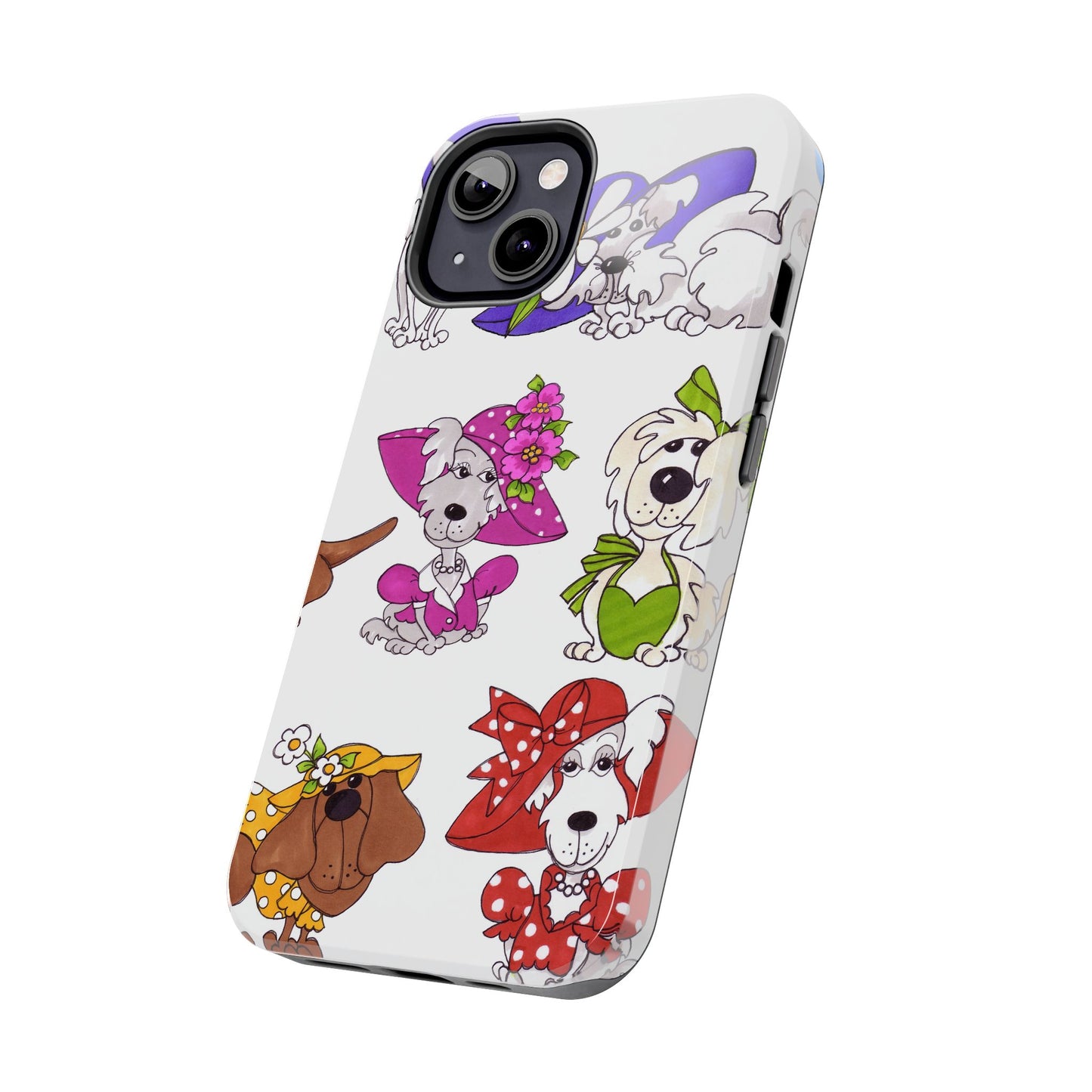 Fancy Dog Line Up White Phone Case