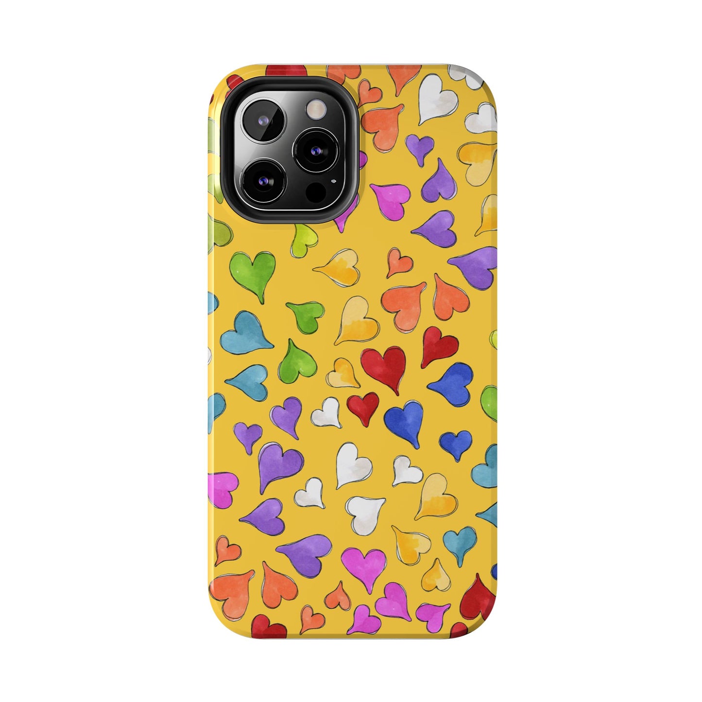 Happy Hearts Yellow Phone Case
