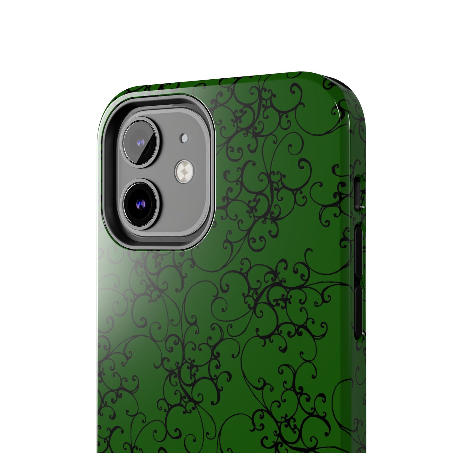 Elegant Scroll Dark Green / Black Phone Case
