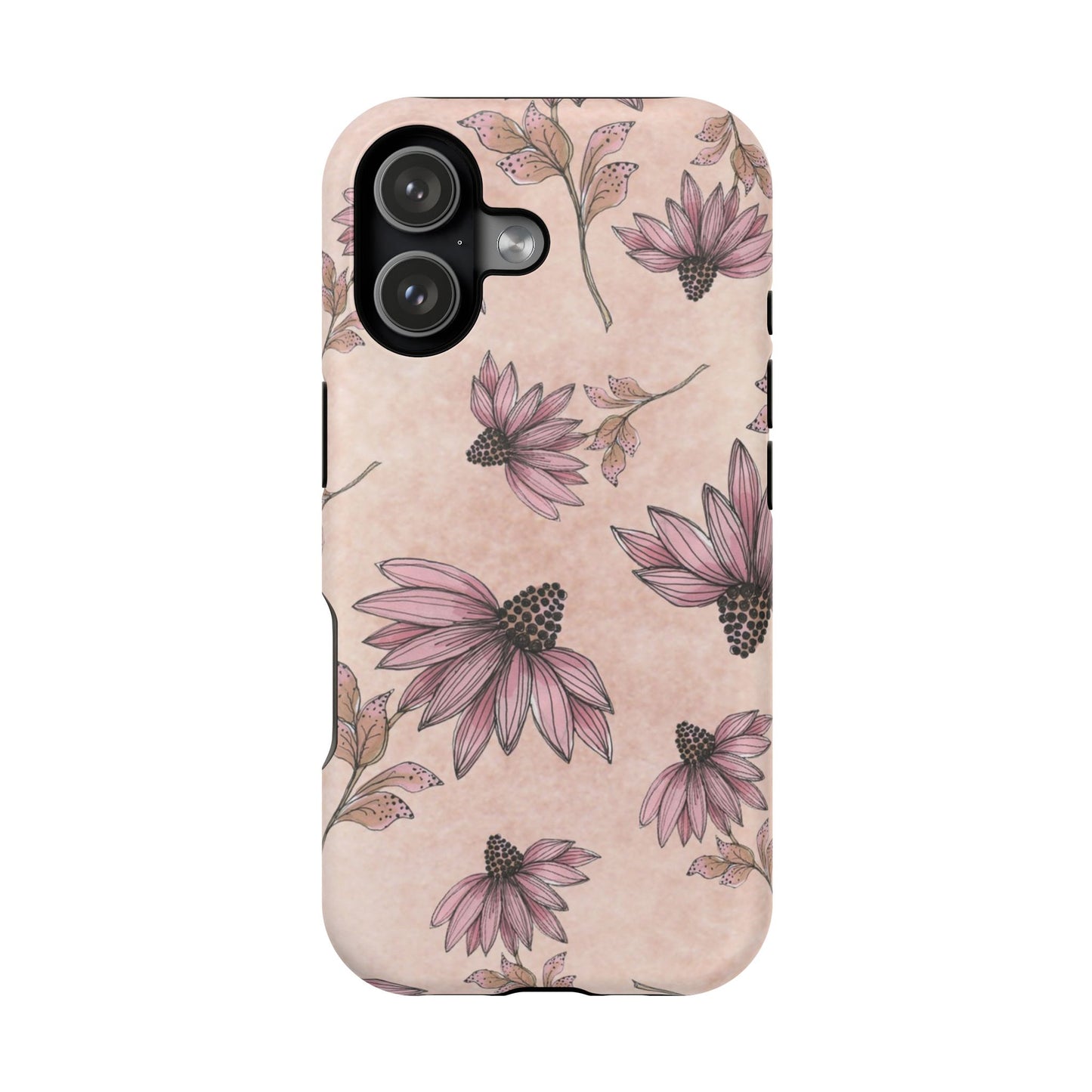 Wild Cone Flowers Pink Marble Phone Case