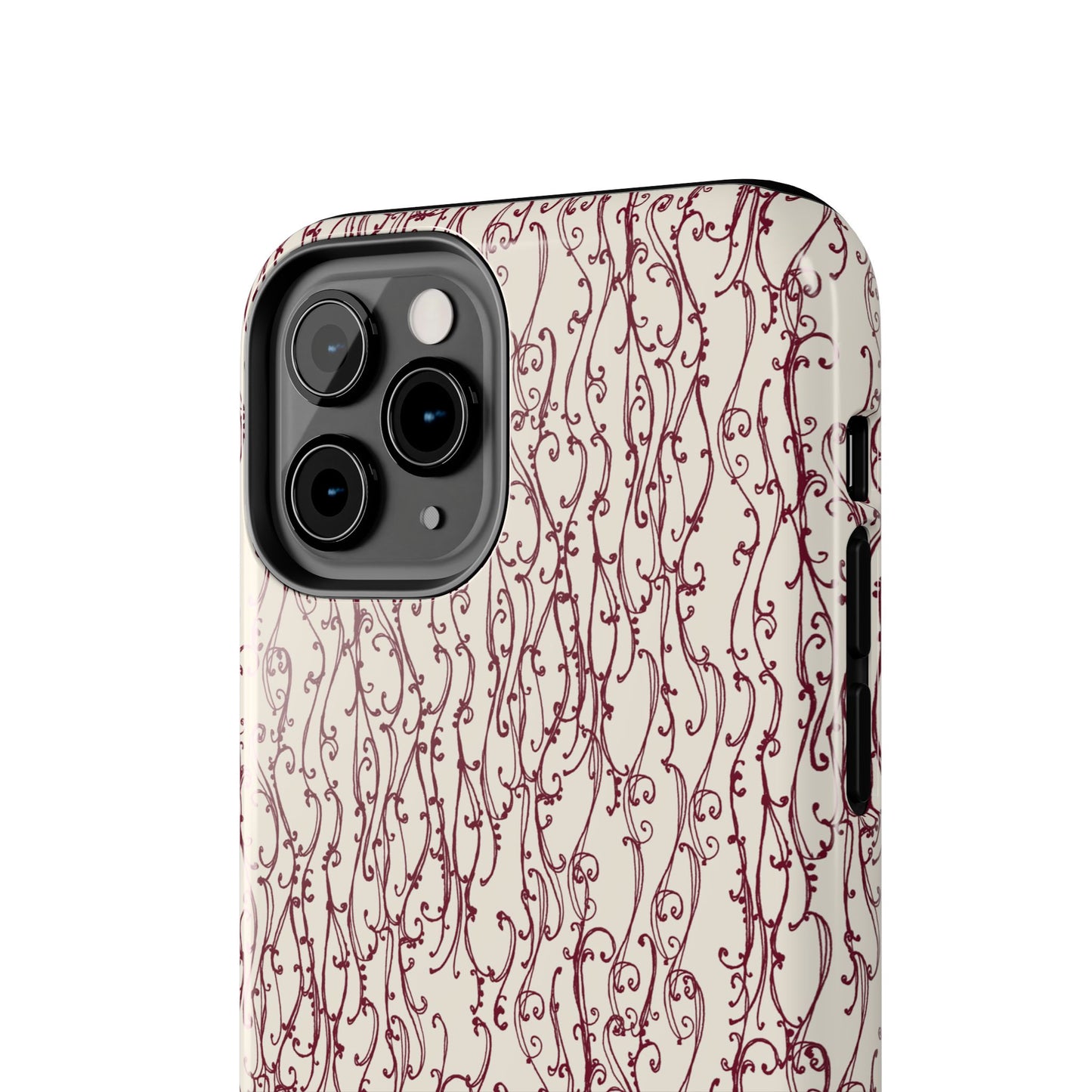 Swan Scroll Ivory / Red Phone Case