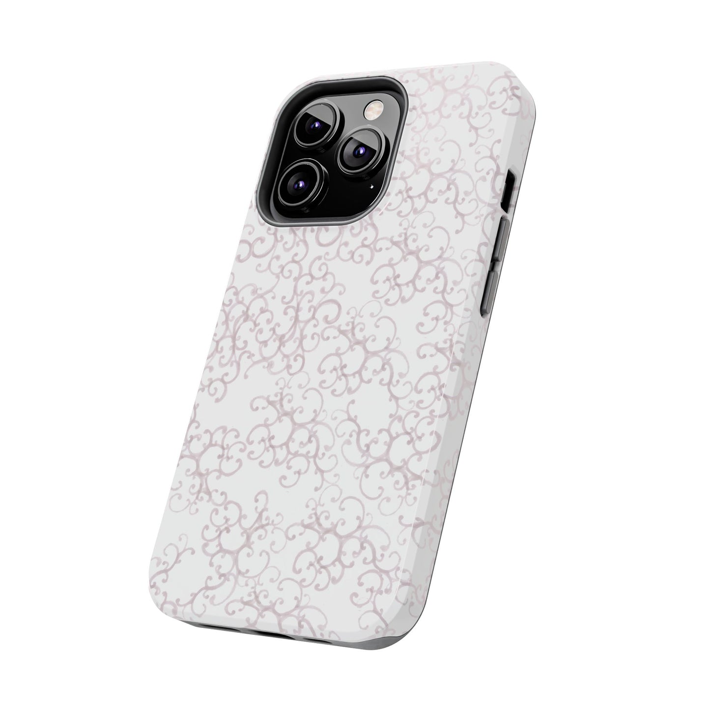 Scrollie White / Silver Phone Case