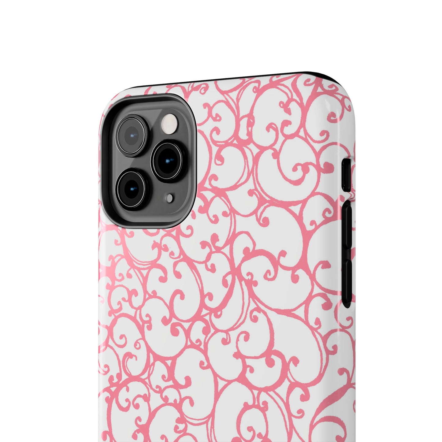 Scrollie White / Pink Phone Case