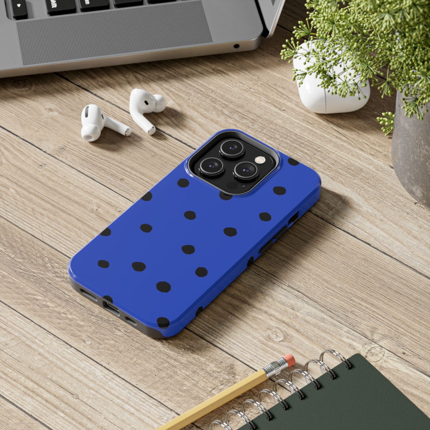 Dinky Dots Blue / Black Phone Case