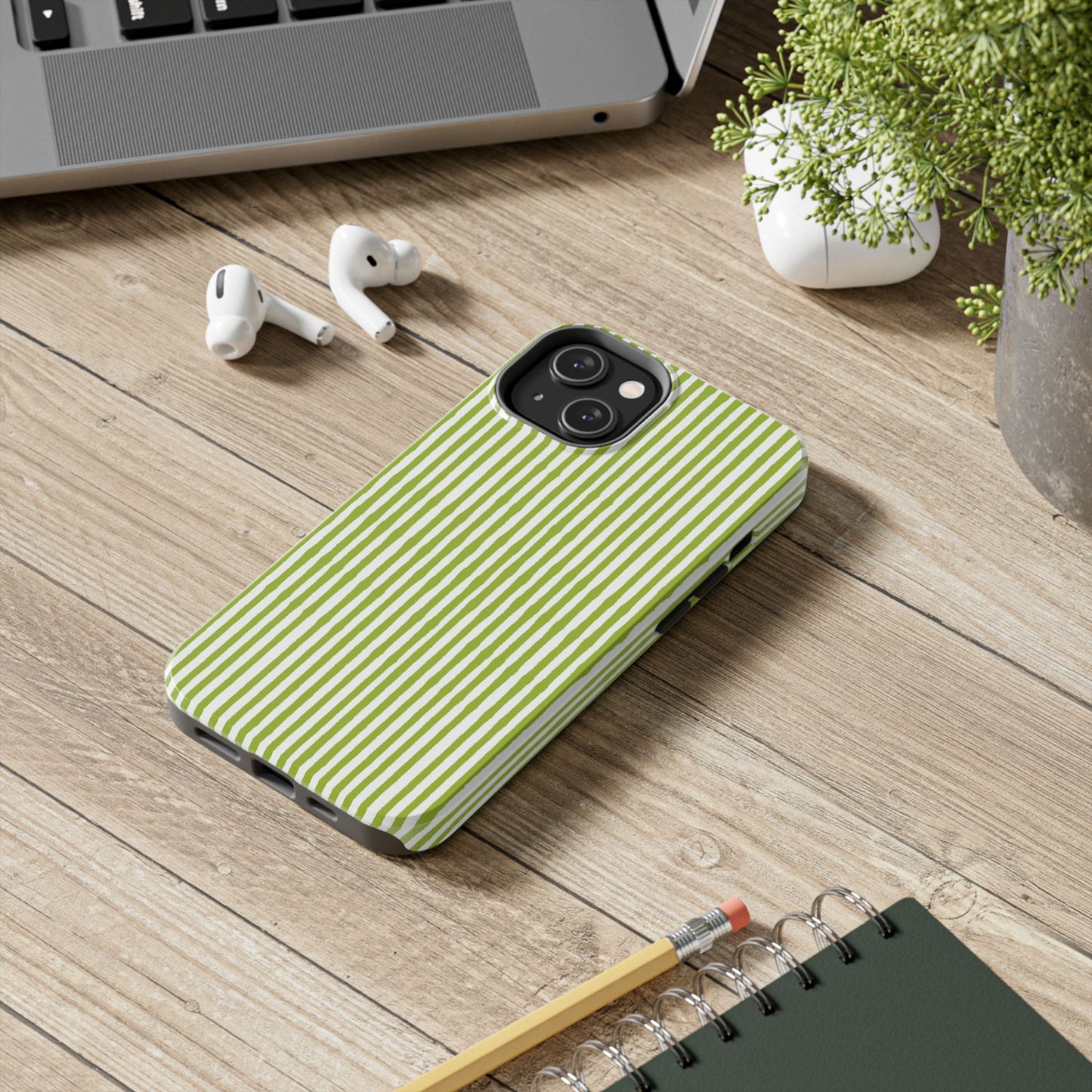 Lazy Stripe Green / White Phone Case